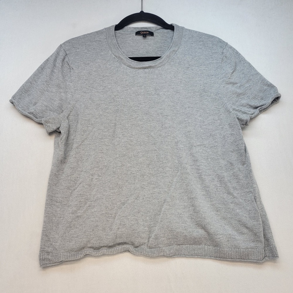 Quince Sweater Tee Womens L Heather Gray Relaxed Cotton Cashmere LB93422